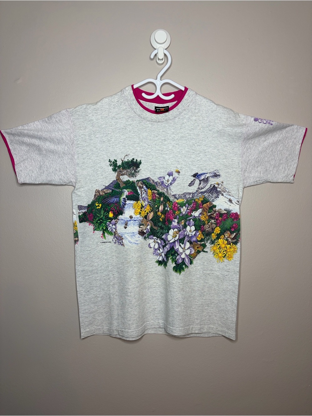 Vintage 90s Habitat Nature Graphic Tee Signal Sport Mega Cotton L